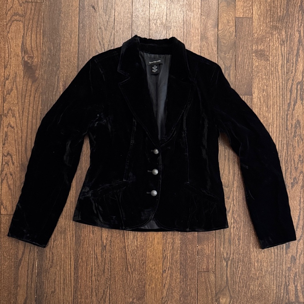 Calvin Klein Jeans Black Velvet Blazer Jacket